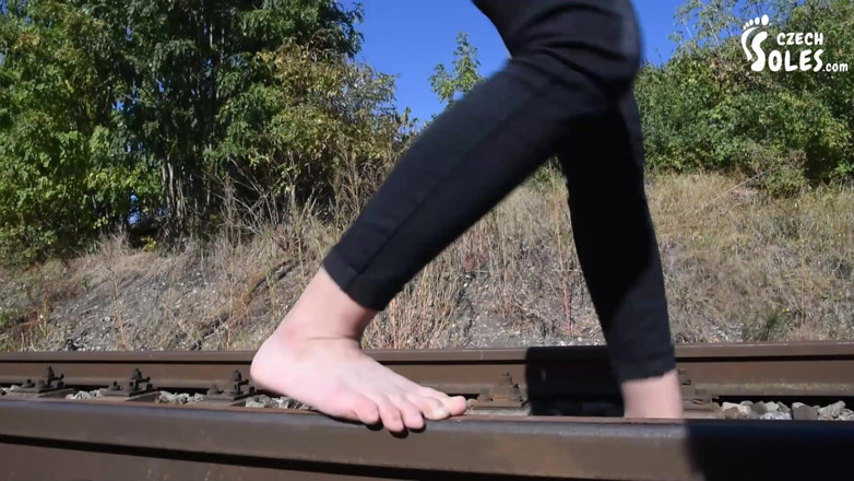 Czech Soles - foot fetish content: Barefoot walking and dirty feet on rails