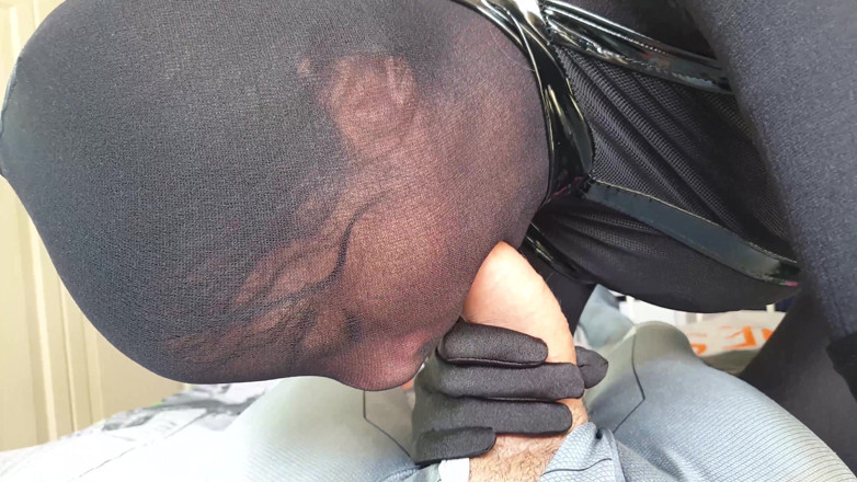 Nylon Xtreme: Cam POV blowjob black encasement nylon