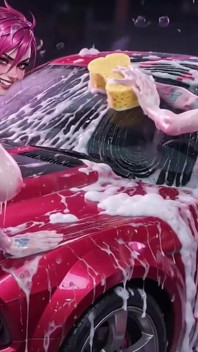 Джинкс і я бачили, як червоний Ferrari мився мокрим і пінним