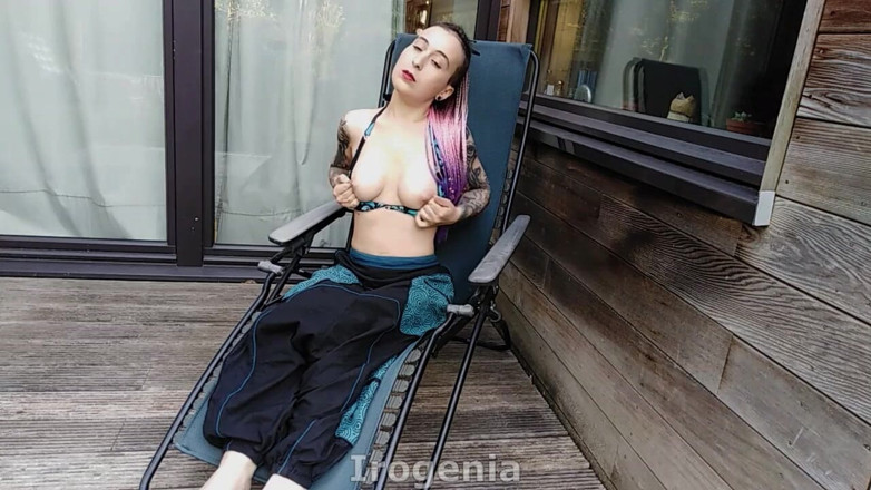 Irogenia: Hippie Double Penetration Dildo Outdoors