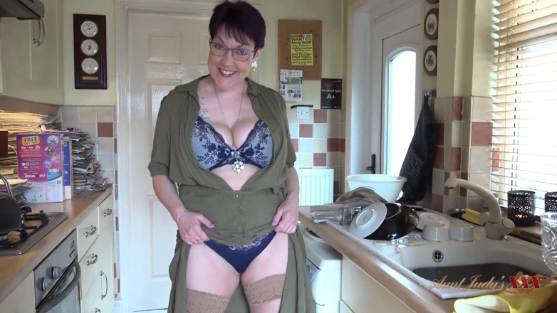 Aunt Judy's XXX: AuntJudysXXX - Busty 56yo Housewife Layla sucks your cock in the kitchen (POV)