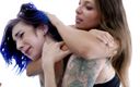 Defeated.xxx: Elizabeth &amp;Talia - Cutie v Wild tattoed girl em sessão de luta...