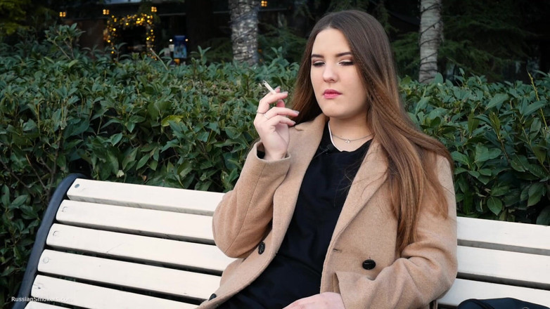 Russian Smokers: Russian Girl Spends Her Lunch Break Smoking 3 Cigs in a...