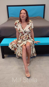 Long Floral Dress, White Toes and Tan Mule Heels Try on