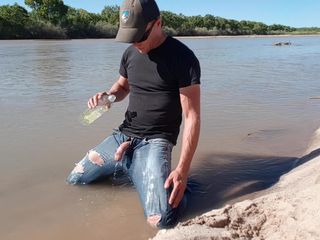 Golden Adventures: Pissing my jeans and jerking off in the Rio Grande