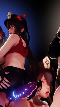 Hutao X Beidou Strap on Sex Genshin Impact Dragon Dildo Bad Dragon