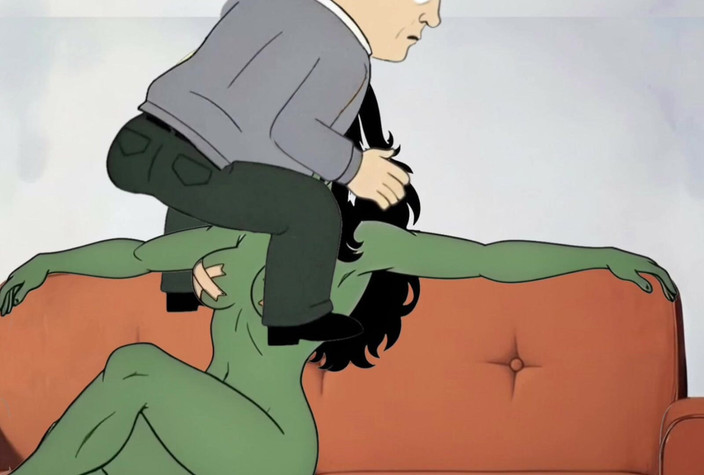 Octopussy Lovers Club: 荡妇 She-hulk 在第一次约会时被性交。卡通