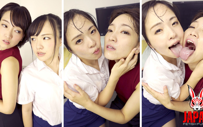 Japan Fetish Fusion: Plivání, lízání obličeje a neúprosná kancelářská dominance slin: v kanceláři...