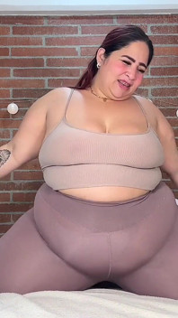 Massage on the Big Belly of a Robust Woman on the Bed: Voluminous Wobbly Belly and Body Caresses.
