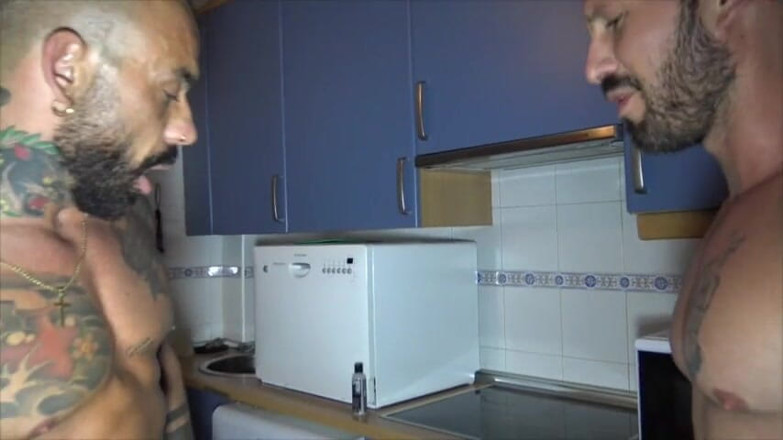 Gaybareback: Stepdaddy bareback fuckers in the kitchen