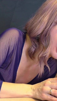 A Secretary in Leather Leggings Powerfully Sucks off the Boss in the Office and Swallows Cum