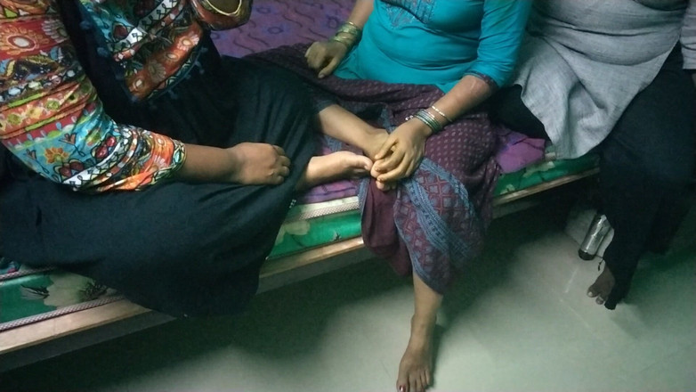 Tamil lesbian: Three Aunty Talking at Bedroom