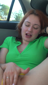 Redhaired Girl Made Mess After Solo Sex in Car