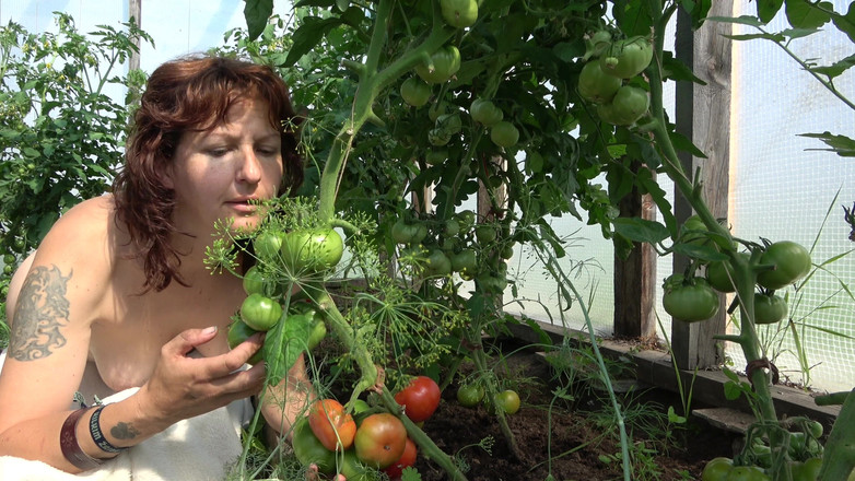 Hera Harding: Kraj milf masturbuje się, aby się rumienić na pomidorach