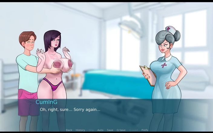 Cumming Gaming: Sexnote, jeu porno hentai tabou, épisode 11, l&amp;#039;infirmière m&amp;#039;a demandé de toucher...