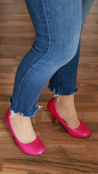 Pink Heels on Wood - Seductive Clicking and Jeans Tease Asmr