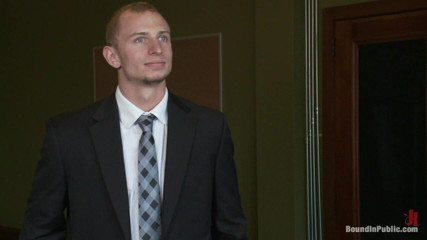 Bound in public: Corporate Cunt Gets His Mouth and Ass Infringed by a...