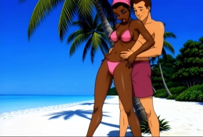 Octopussy Lovers Club: Ebony Dívka Sex na pláži. Africká holka. Karikatura. nejrajcovnější dívky...