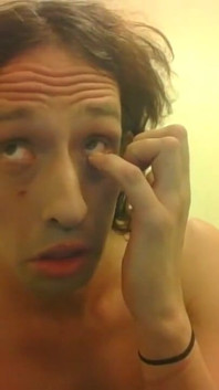 Topless Transgirl Touching Her Eyes