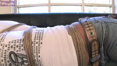 Submissed: Vixen hogtied ballgagged sul divano