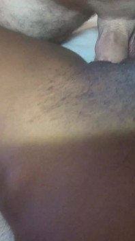 Big white cock cums on ebony petite teen pussy
