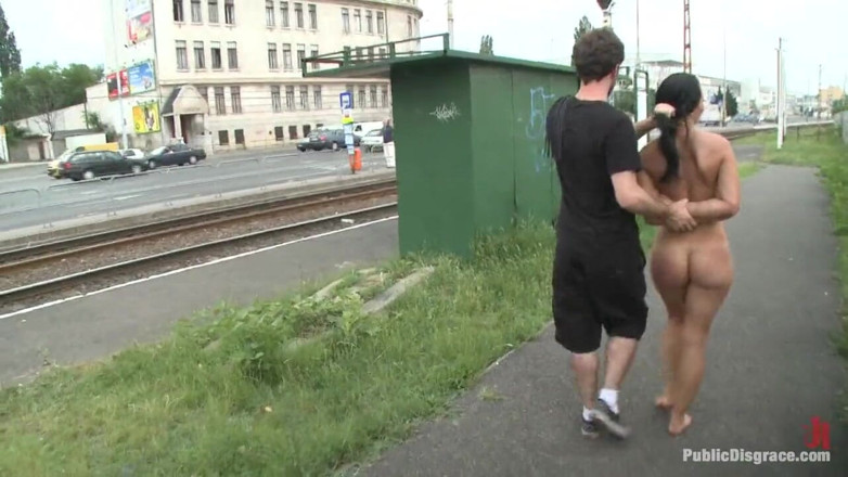 Public Disgrace by Kink: World Famous Dominatrix Down on Her Knees Crawling Naked Through...