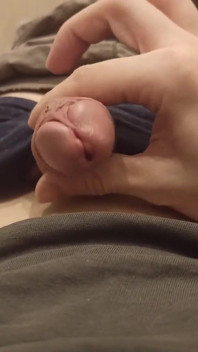 Guy in Shorts and Underpants, Jerking off His Cock in the Bathroom