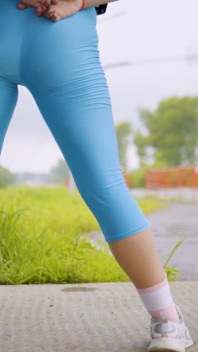 156 Goddess Anya’s Tight Blue Leggings: Provocative Yoga Pants Ass Show
