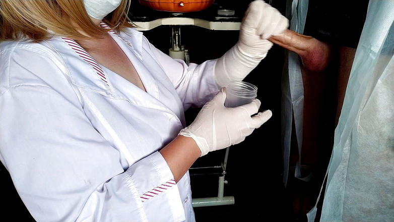 OurFetishLife: Suddenly cummed on the nurse while taking the sperm analysis