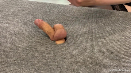 AnnyCandyPainboy: The girl jerks off the guy, squeezes the dick and...