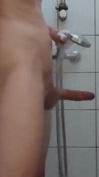 Young Skinny Boy Is Showering in Public