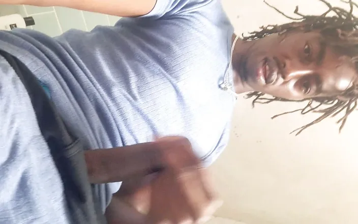 Big black cock BBCee: Nata4sex having a sneaky wank in bathroom