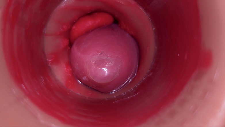 Creme sperm: Innerhalb einer camgirl Gebärmutterhals POV-Kamera in der vagina mit großem...