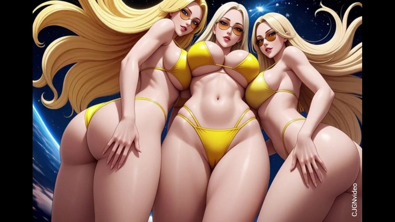 Hot girl dancing: Wanita cantik menari di luar angkasa (animasi ai)