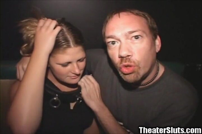 Theater Sluts: Teen Chained Leash Hot Nipple Gangfuck Blowbang Theater Whore!