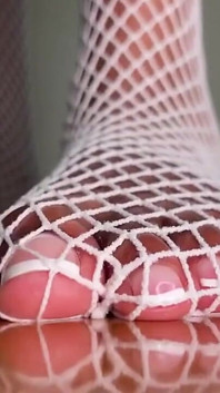Pink Foxx Pedicure Feet in Fishnets