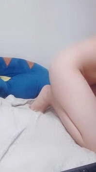 Tiny Pussy Asian Fuck Dildo Her Sexy Petite in Blue Outfit