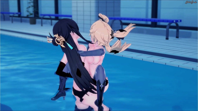 Hentai Smash: Genshin Impact - Beidou baise Fischl à la piscine avec un gode...