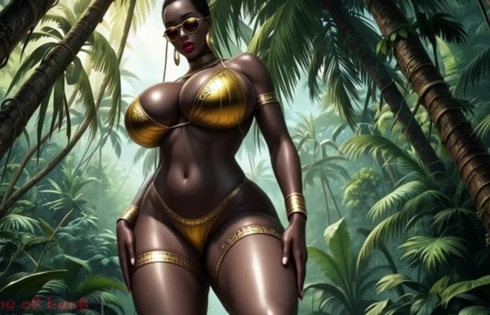 Game of Lust 3D: Gol formosa donna africana in bikini balla nella giungla