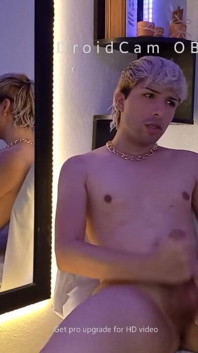 Blonde Hair Boy Jerking off in Cam and Cum Masive