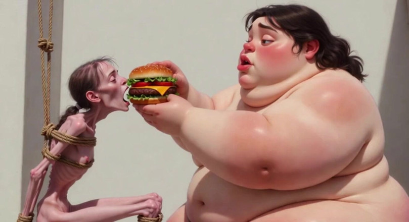 YOUR BEST FANTASY: Intensive fütterungssitzung - SSBBW demütigt und mastet dünnes mädchen