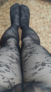Rubbing My Huge Dick in Stepsister's Beautiful Black Pantyhose with a Pattern
