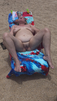 Laying with My Shaved Big Pussy Spread Wide Open on the Nude Beach to Tease Those Walking by and Looking BBW Swinger Wife Feet