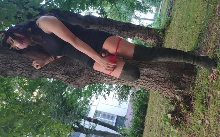 Ponny Letany: セクシーなアジアのTgirl Ponyboy歩き回る公園と彼女のガーリーな体を示す