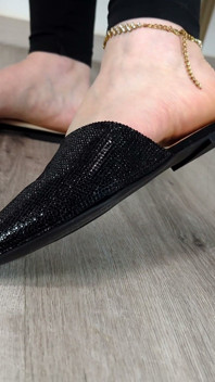 Shoe Collection Pointed-toe Sequin Flat Mules - Dame Olga (4k) (643)