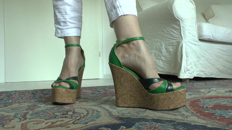 Lady Victoria Valente: Wedge-heel Sandal Fashion Show for You! Cum in Your Pants!...