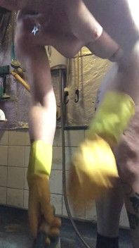 Epic View of My Ass and Bush in Your Face as I Do Naked Deep Cleaning in My Bathroom!