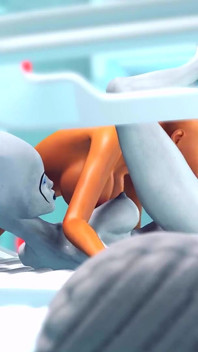 Super buitenaardse seks in het sci-fi-lab. Futa alien speelt met een jonge hottie