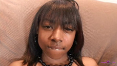 Naughty Black Girls: Twenty Year Old Ebony with Hairy Pussy Is Devouring Cock...