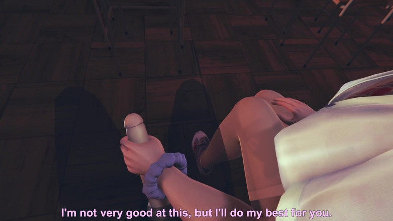 Waifu club 3D: College girl jerks off your dick after college